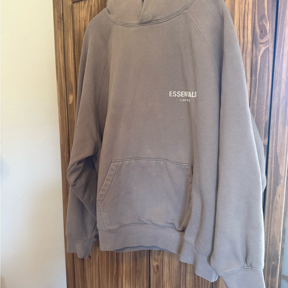 Fear of God Essentials Hoodie Taupe M Oversized Pullover Streetwear Unisex - Picture 3 of 13